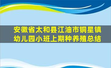 安徽省太和县江油市铜星镇幼儿园小班上期种养殖总结