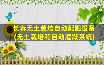 长春无土栽培自动配肥设备(无土栽培和自动灌溉系统)
